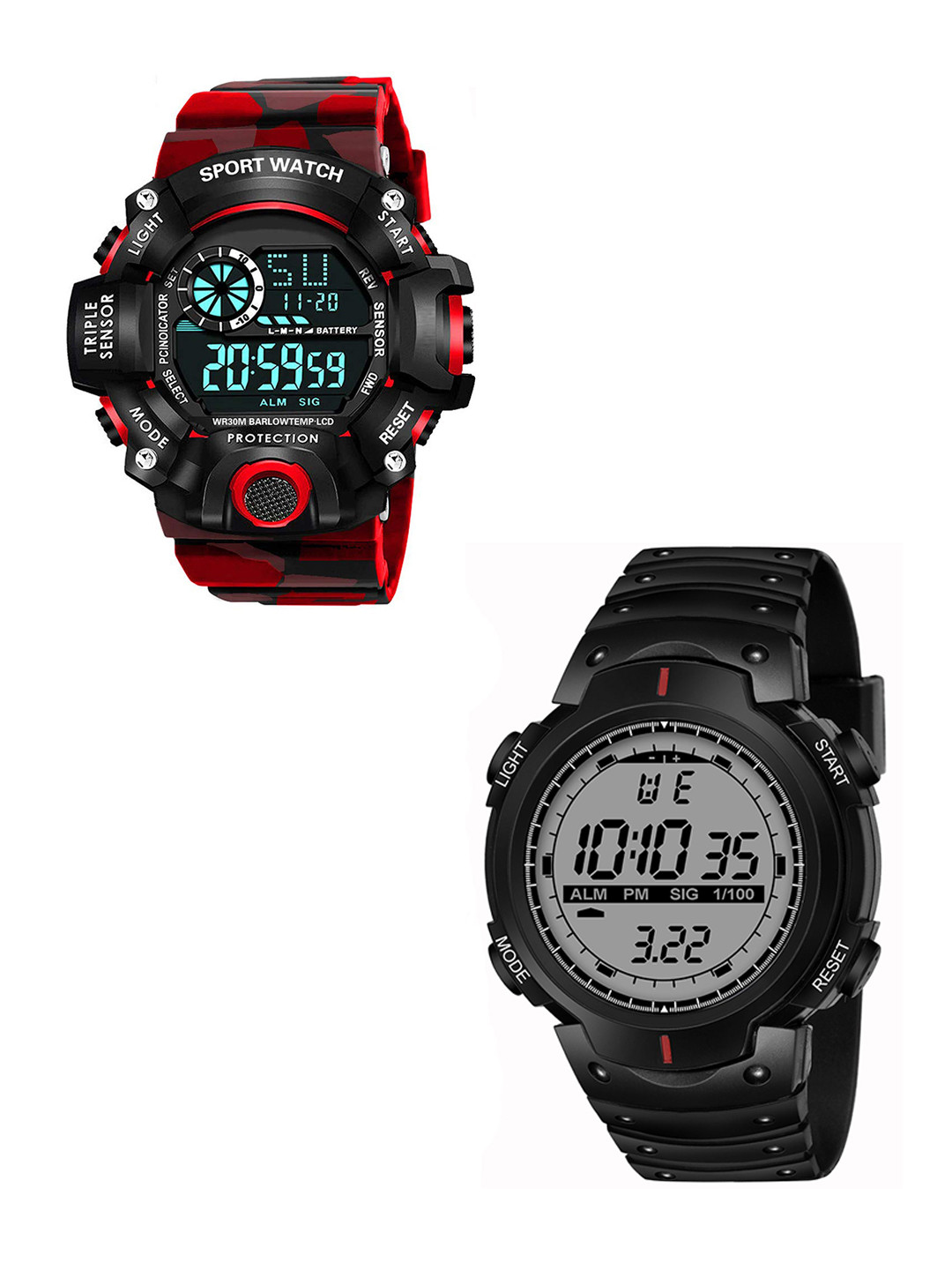 FROZIL Men Pack Of 2 Dial & Straps Digital Watch C-SH-ARMY-RED-TMEX