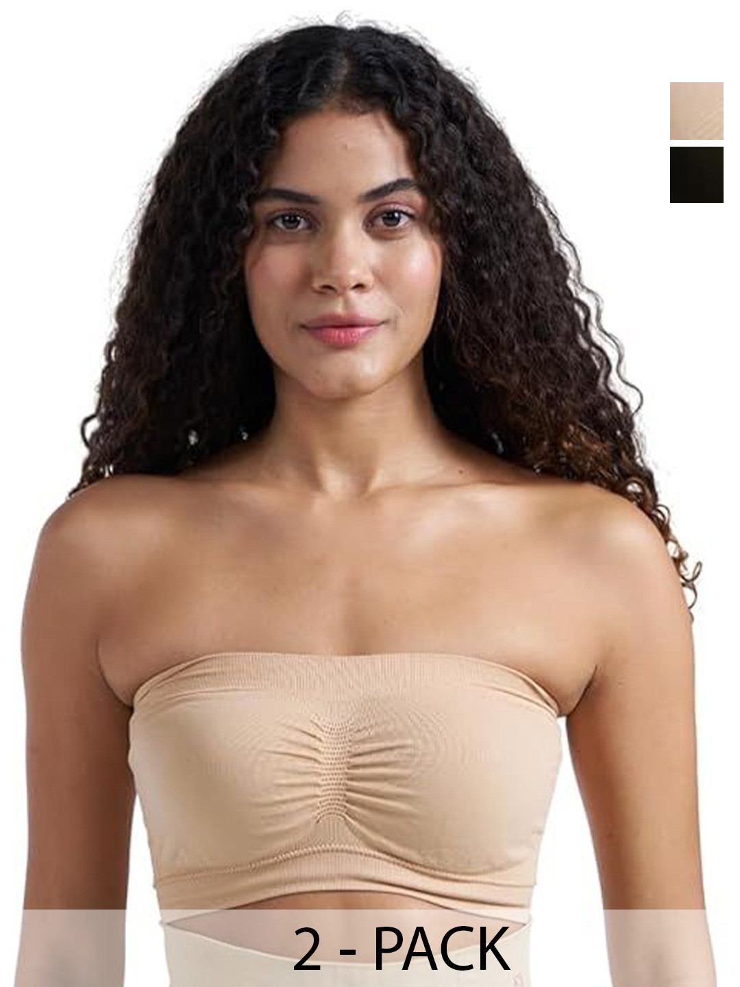 Munns & Mars Pack Of 2 Full Coverage Strapless Non Padded Bandeau Bra