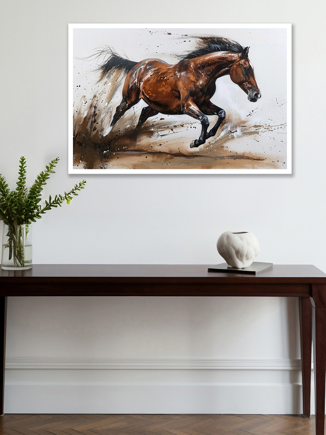 nestroots White & Brown Heart of the Storm Horse Canvas Wall Art