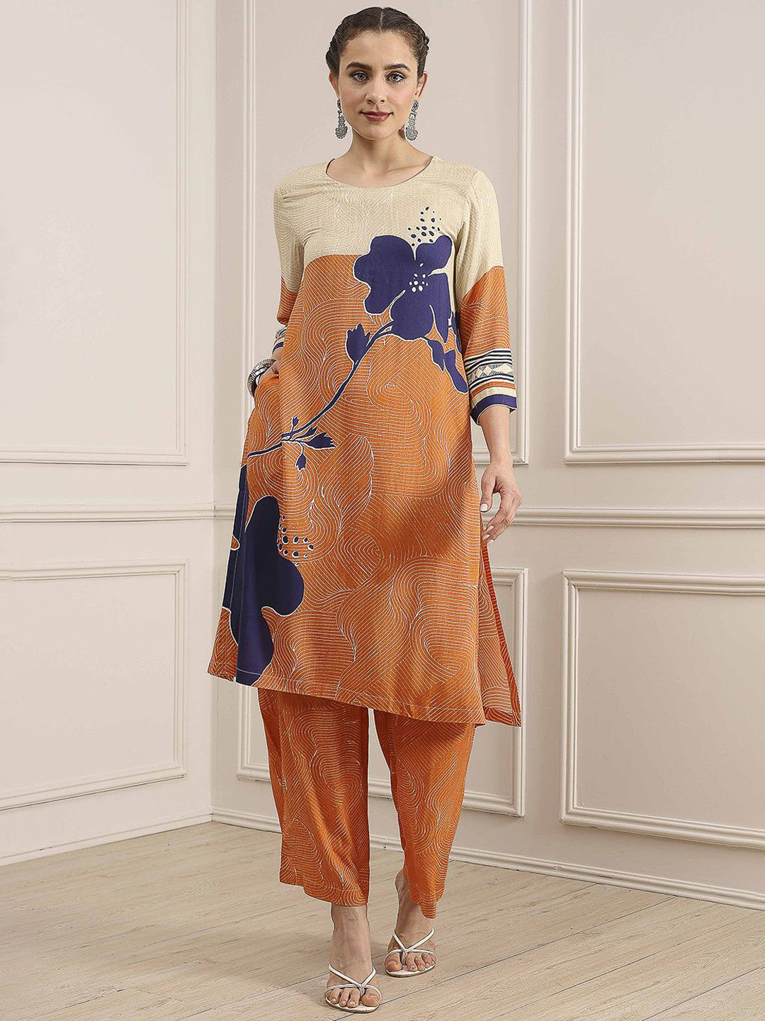 Biba Women Floral Printed Kurta with Trousers