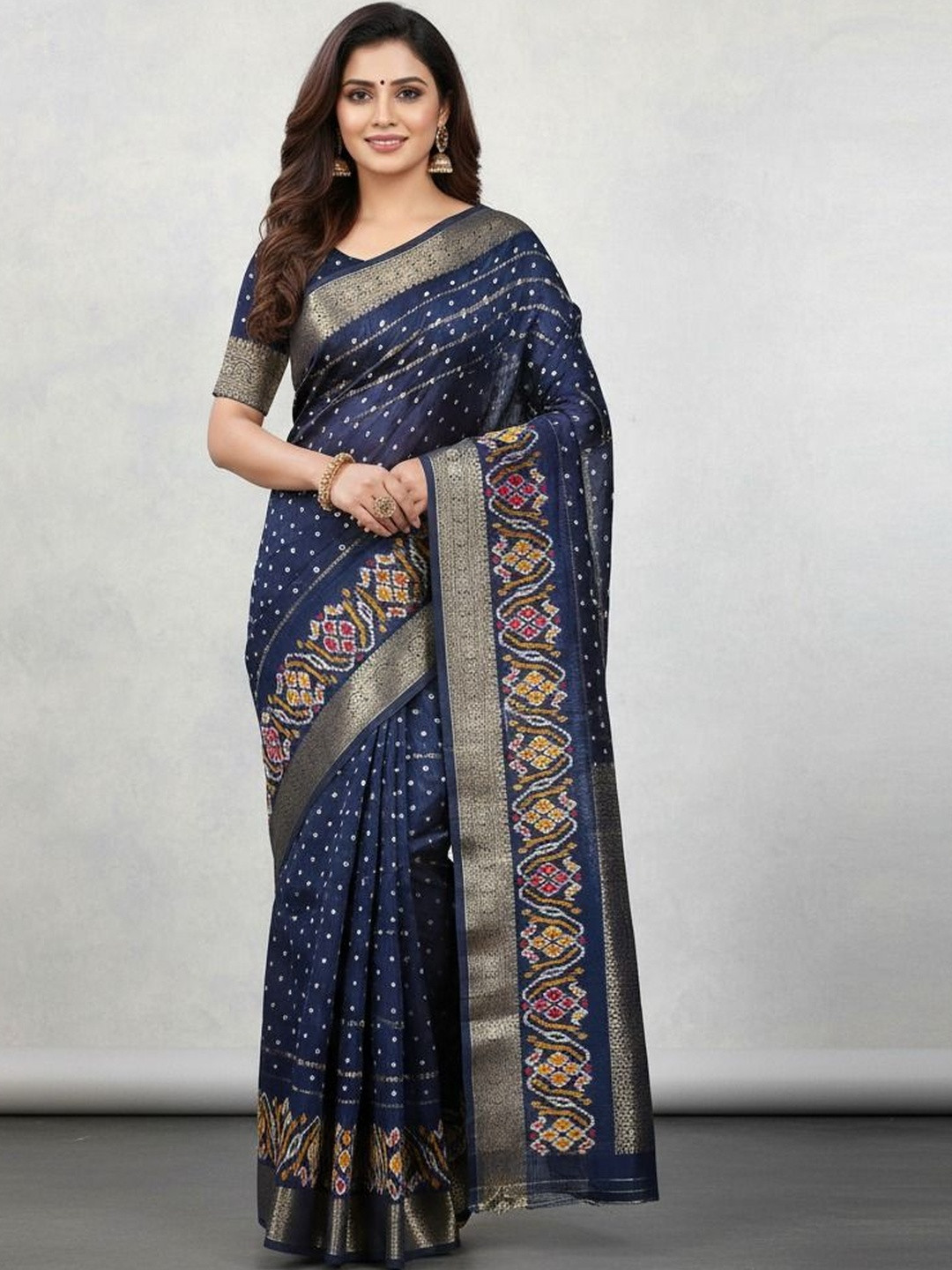 Peachmode Woven Design Zari Border Saree With An Unstitched Blouse Piece