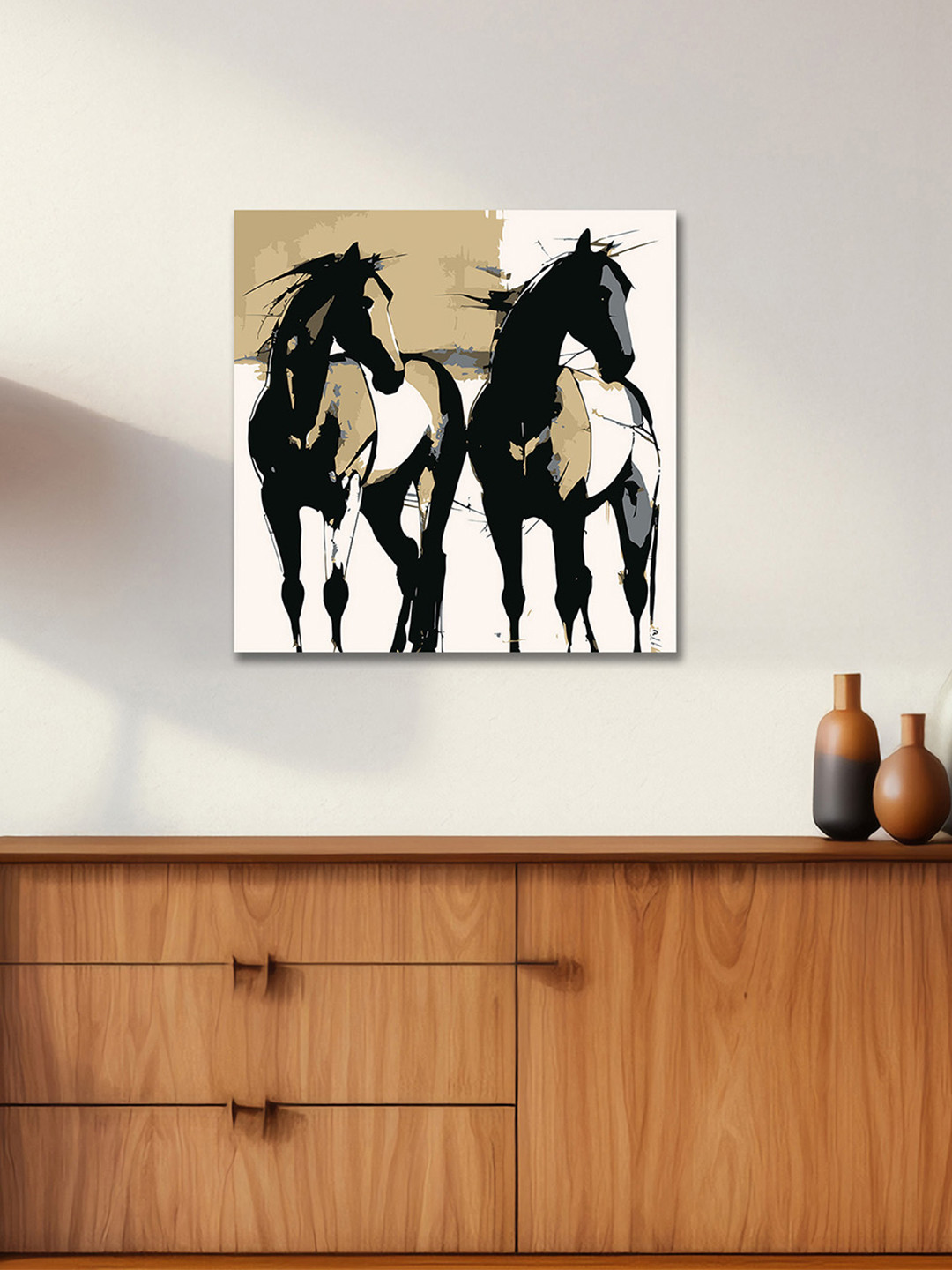 nestroots Black & White The Quiet Run Horse Canvas Wall Art
