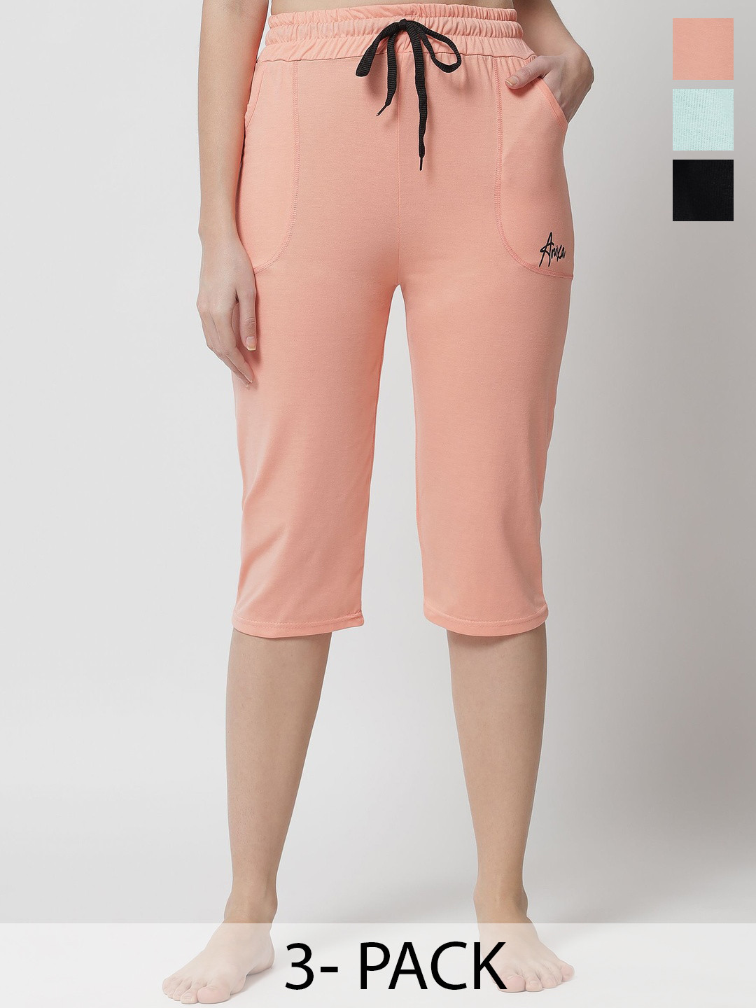 TRENDY WORLD Women Cotton Multicolor Drawstring Capris