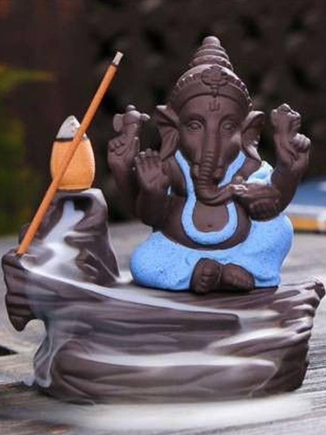 HBKART Blue Religious Smoke Ganesha Water Fountain Idol Showpiece