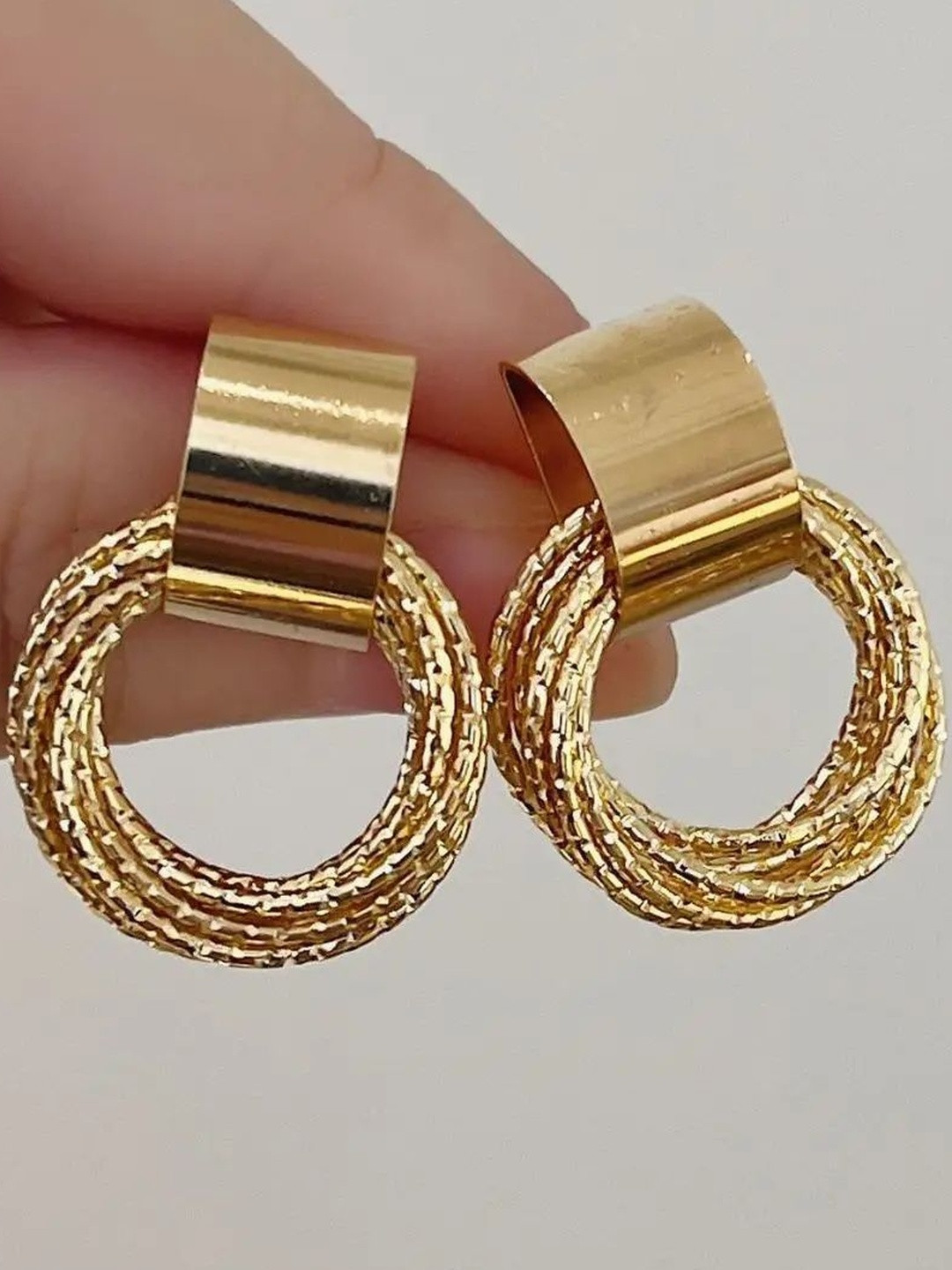 Honbon Set of 3 Gold-Plated & Multi Metal Earrings