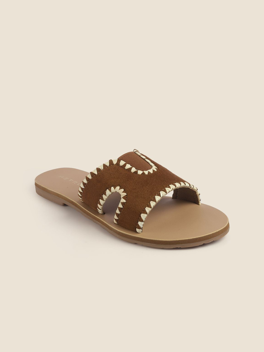 Metro Women Embroidered Open Toe Flats