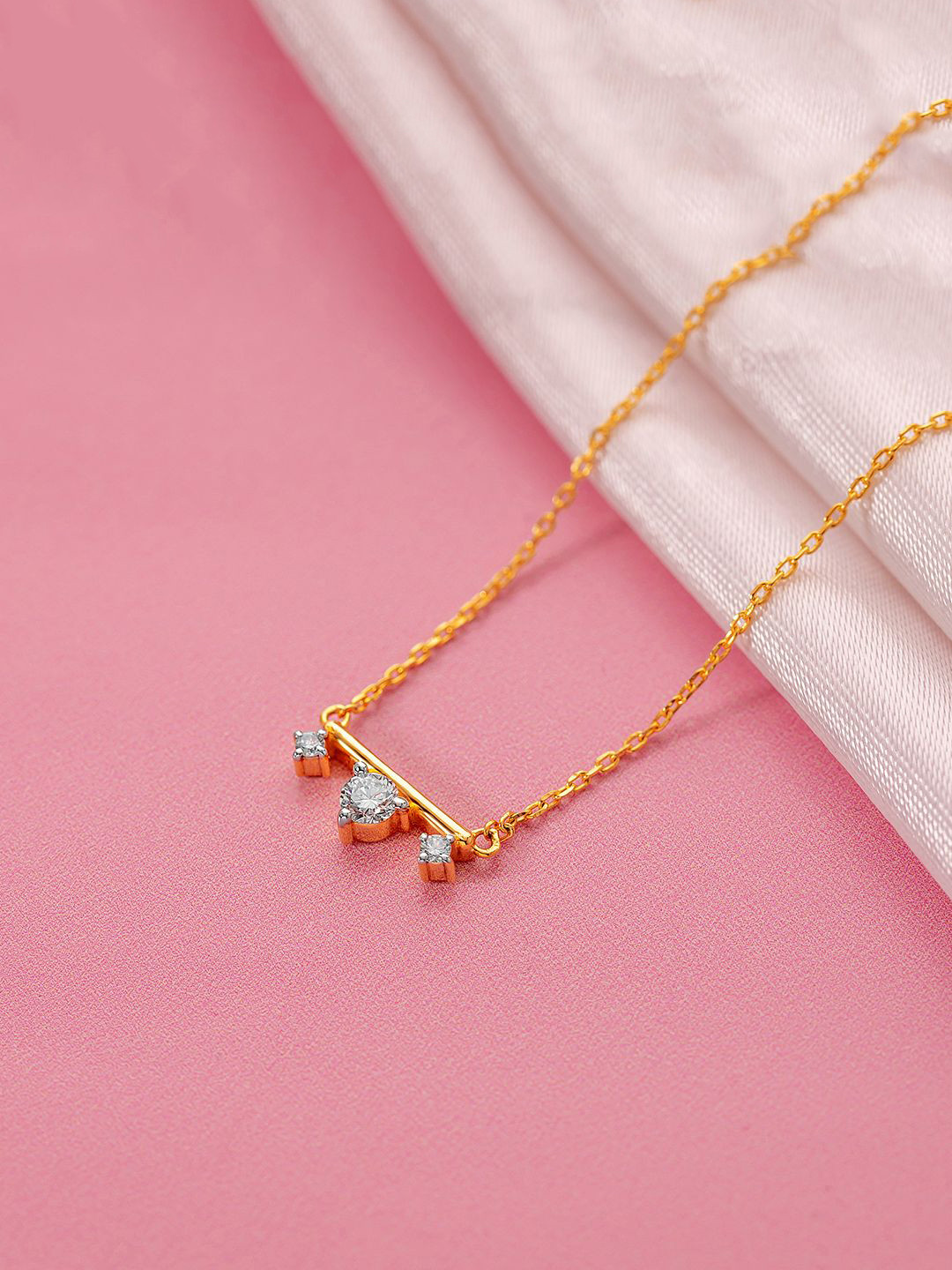 Studio Voylla Women 925 Sterling Silver Necklaces With 0.2 Carat Lab-Grown Diamond - 2.3 g