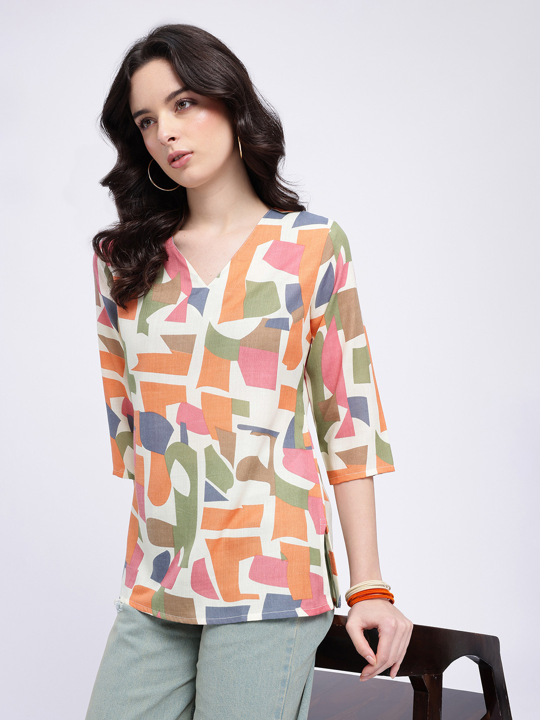 Anouk Rustic Abstract Print Short Kurti