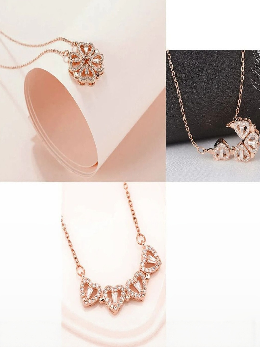 Jewelgenics Women Gold-Plated Magnetic Heart Pendant Chain Necklace