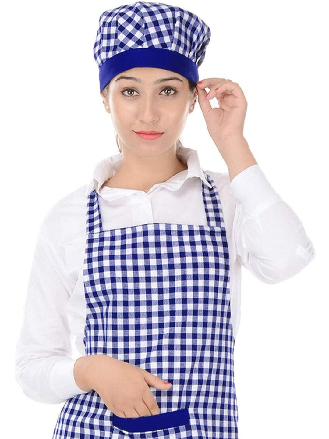 STYLZI Blue & White Checked I Love Cooking Apron