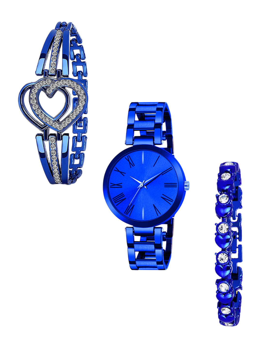 FROZIL Women Stainless Steel Straps Analogue Watch with Bracelet TNR-Blue-Double-Br