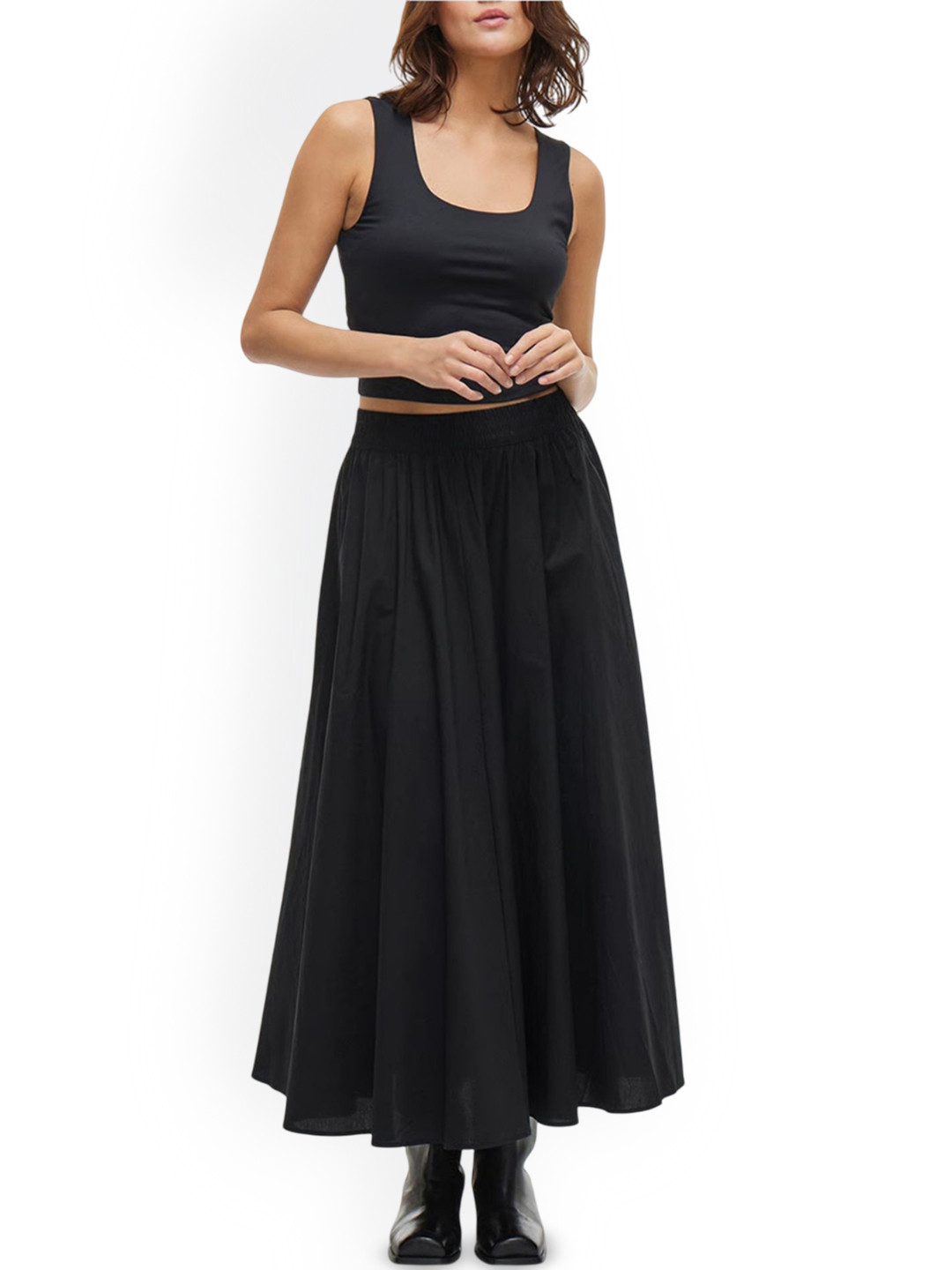 Stars and You Mid-Rise Flared Pleated Maxi Skirt