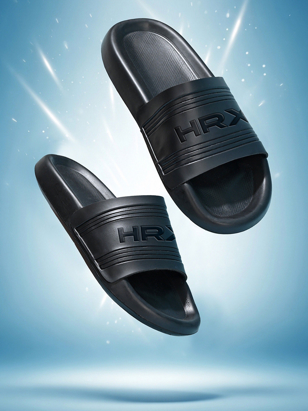 HRX by Hrithik Roshan Typographic Printed Sliders