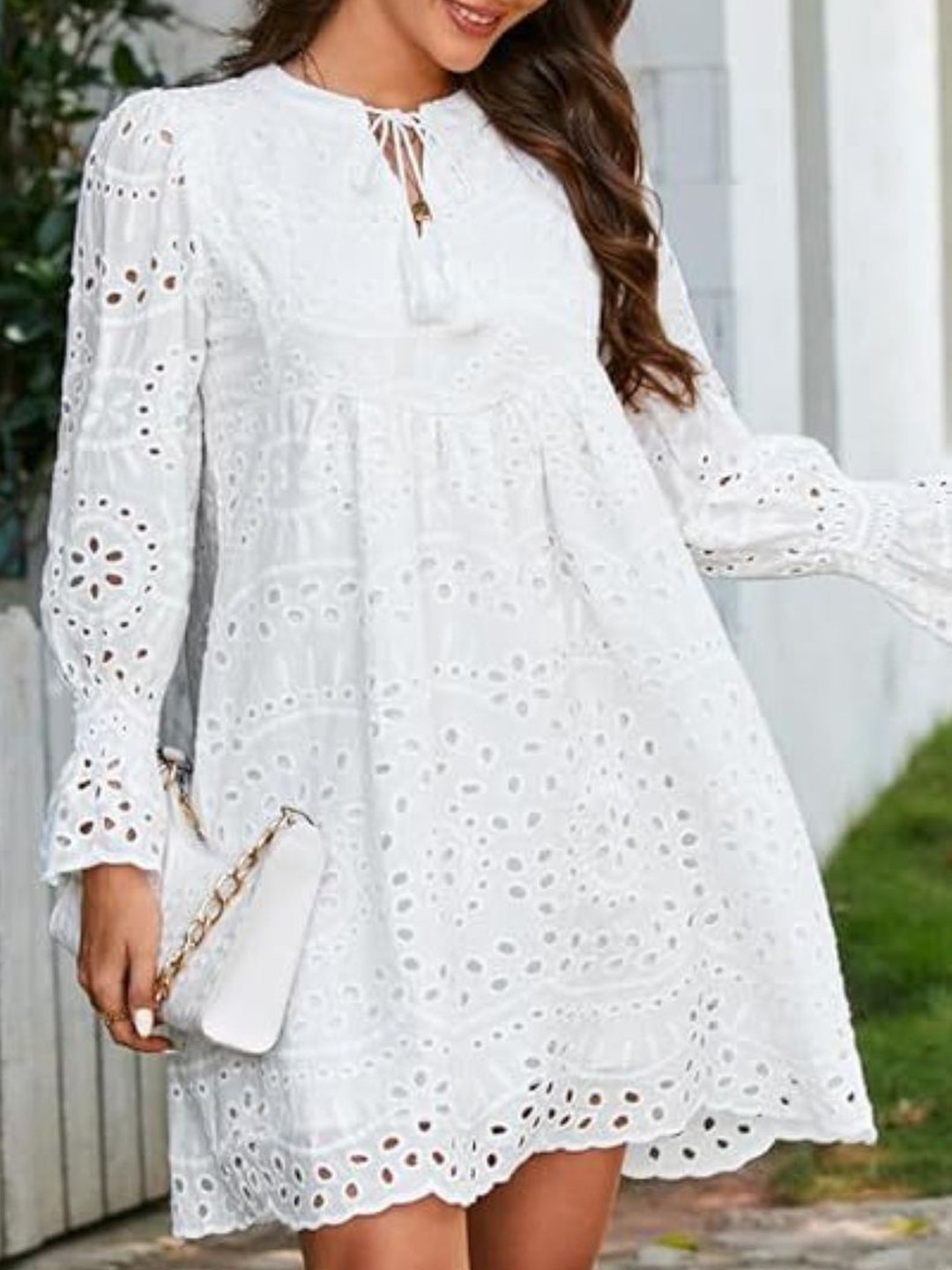 StyleCast Women White Knee Length Casual A-Line Dress