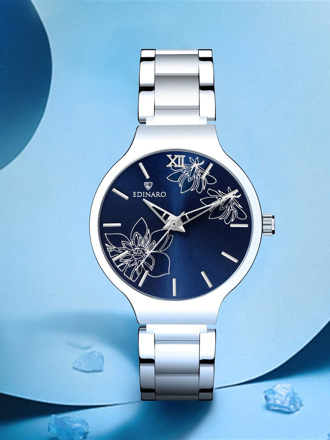 EDINARO  Girls Printed Round Dial & Stainless Steel Straps Analogue Watch ED-2133W