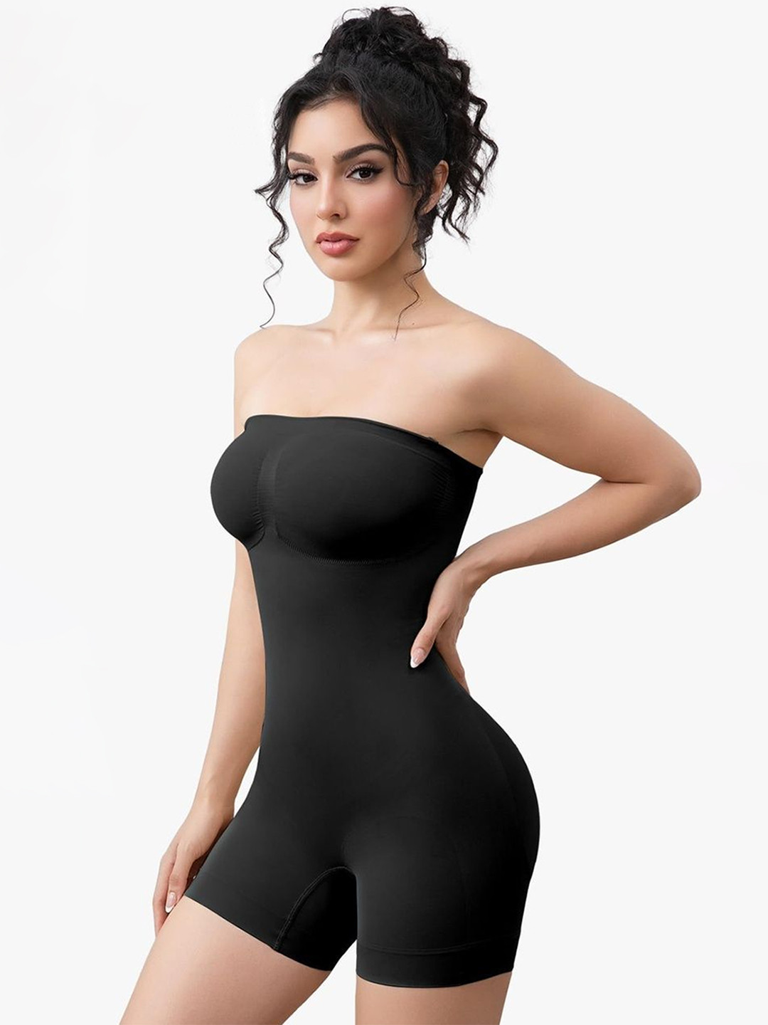 Moda Rapido Women Black Seamless Body Shaper With Removable Straps