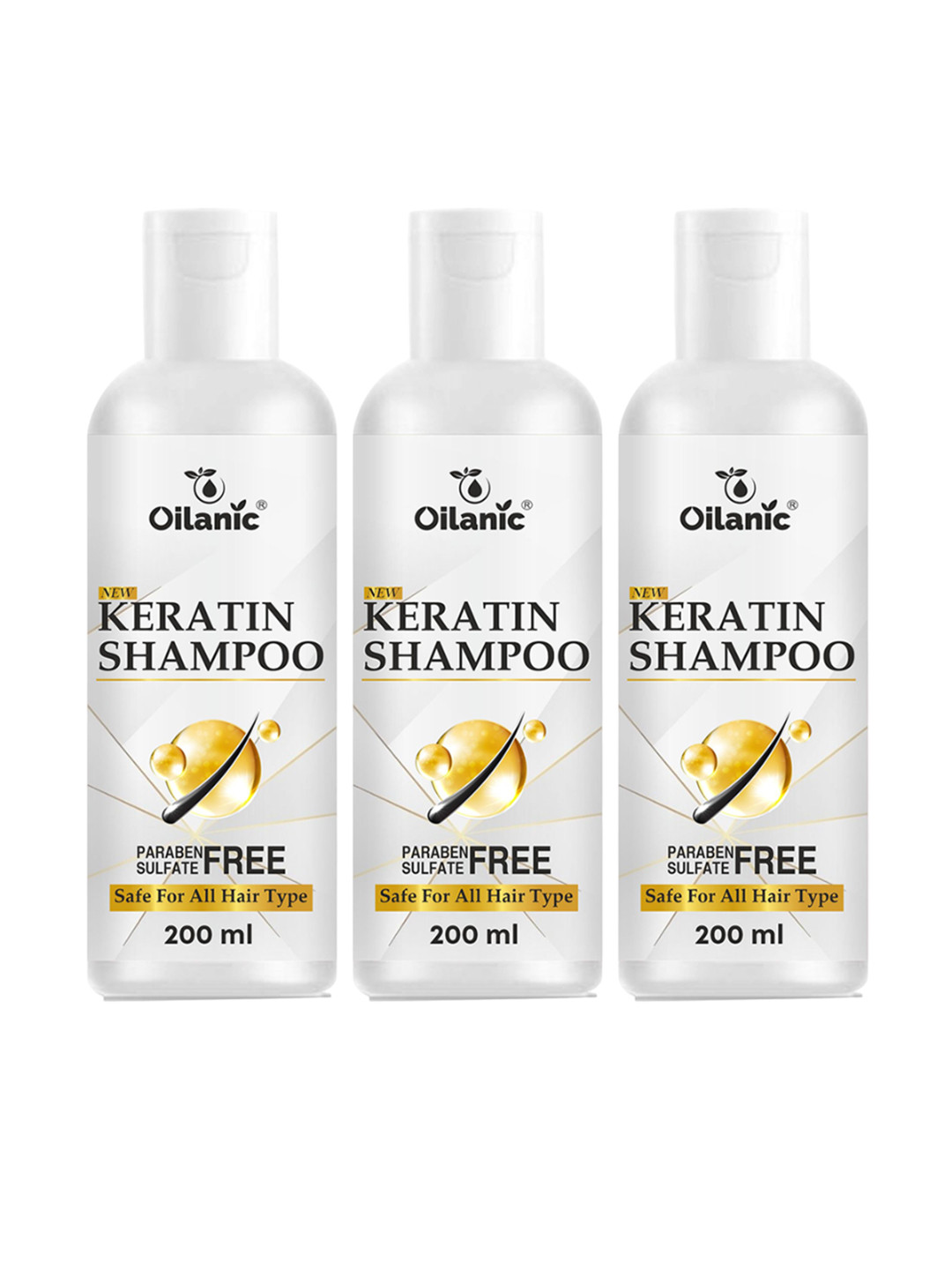 Oilanic Set Of 3 Keratin Hair Shampoo For Healthy Hair - 200 ml Each