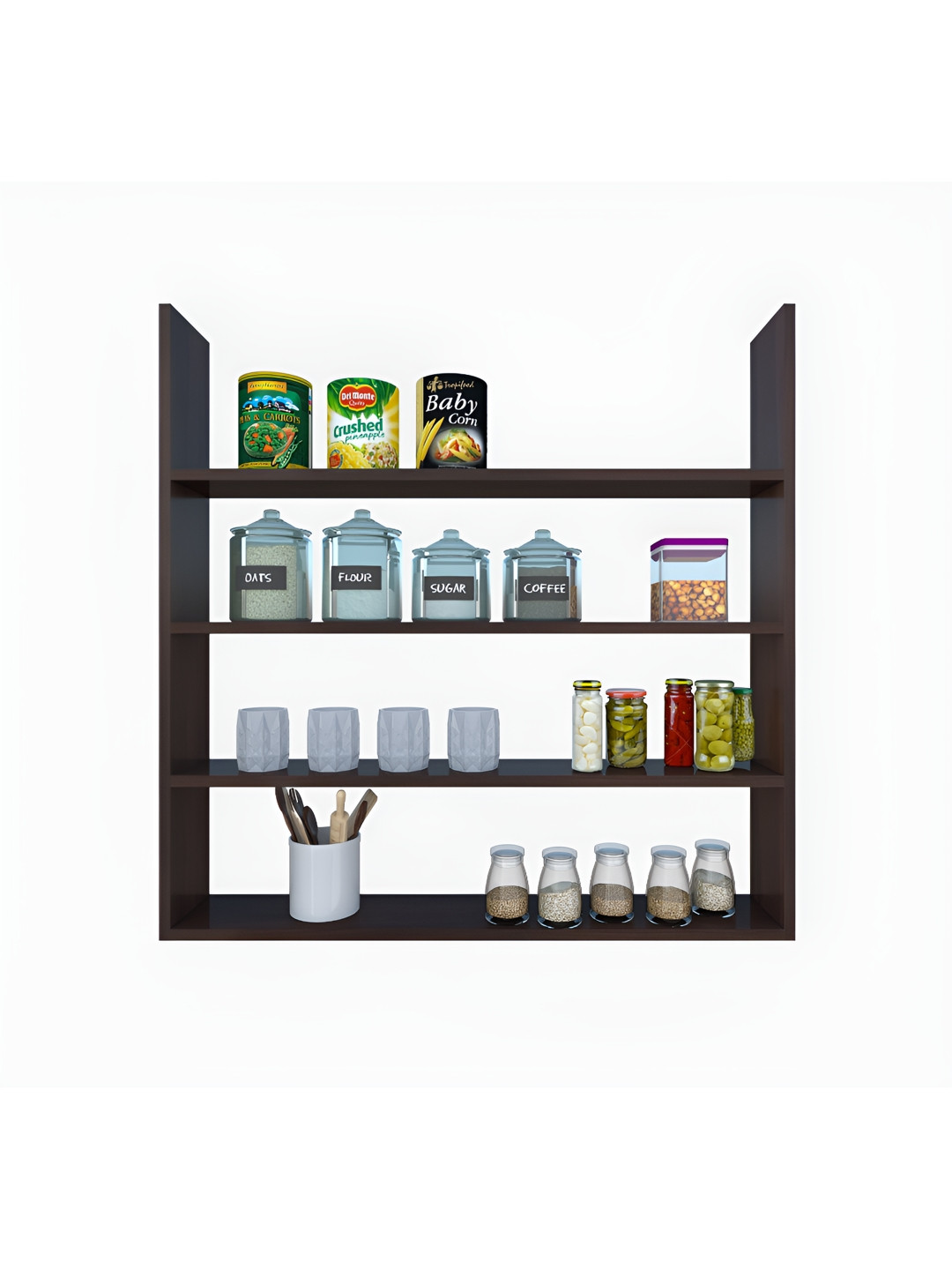 Crystal Furnitech Brown Wooden Wall Shelf