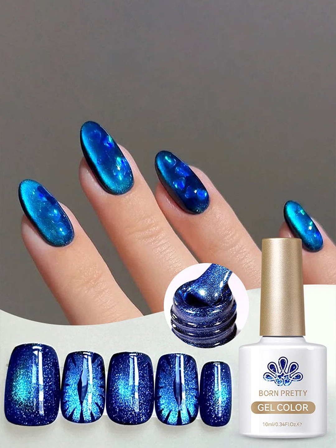 BORN PRETTY Cat Magnetic Gel Polish - 10 ml - Blue Ore-MY47