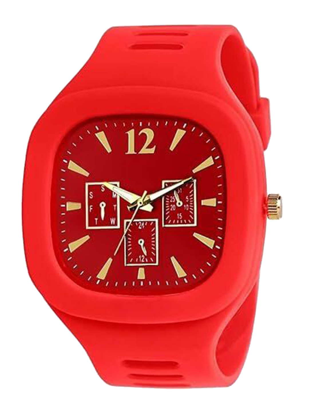 SELLORIA Unisex Solid Dial & Silicon Regular Straps Analogue Watch RedAddi