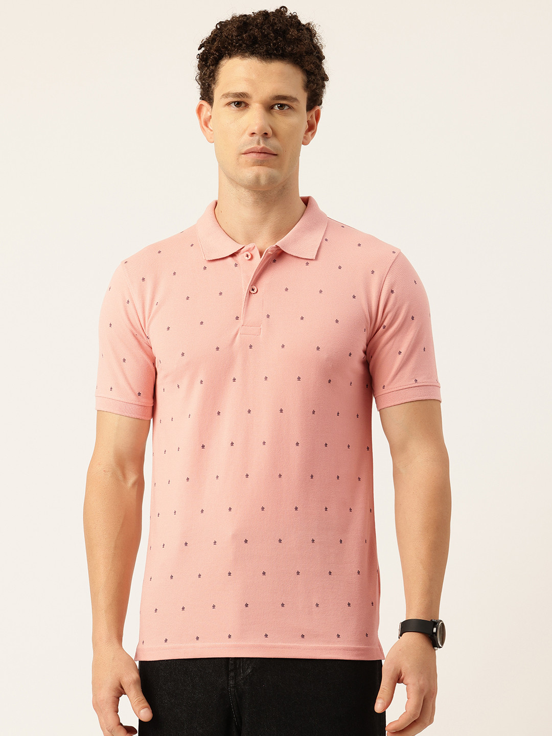 Okane Brand Logo Printed Polo Collar T-shirt