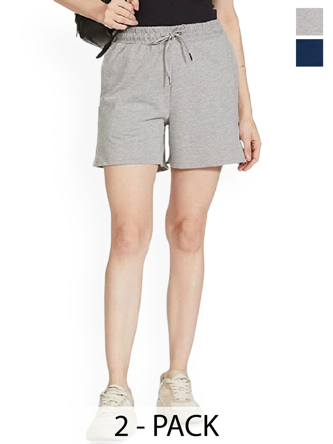 RIZIMCLOTHING Women Pack Of 2 Mid-Rise Shorts