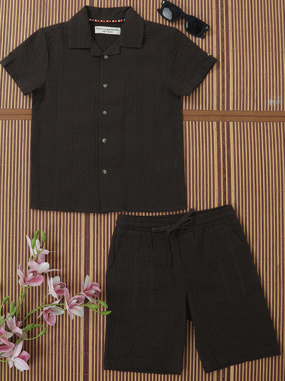 The Lion and The Fish Boys Textured Seersucker Resort Shirt & Short Co-Ord Set