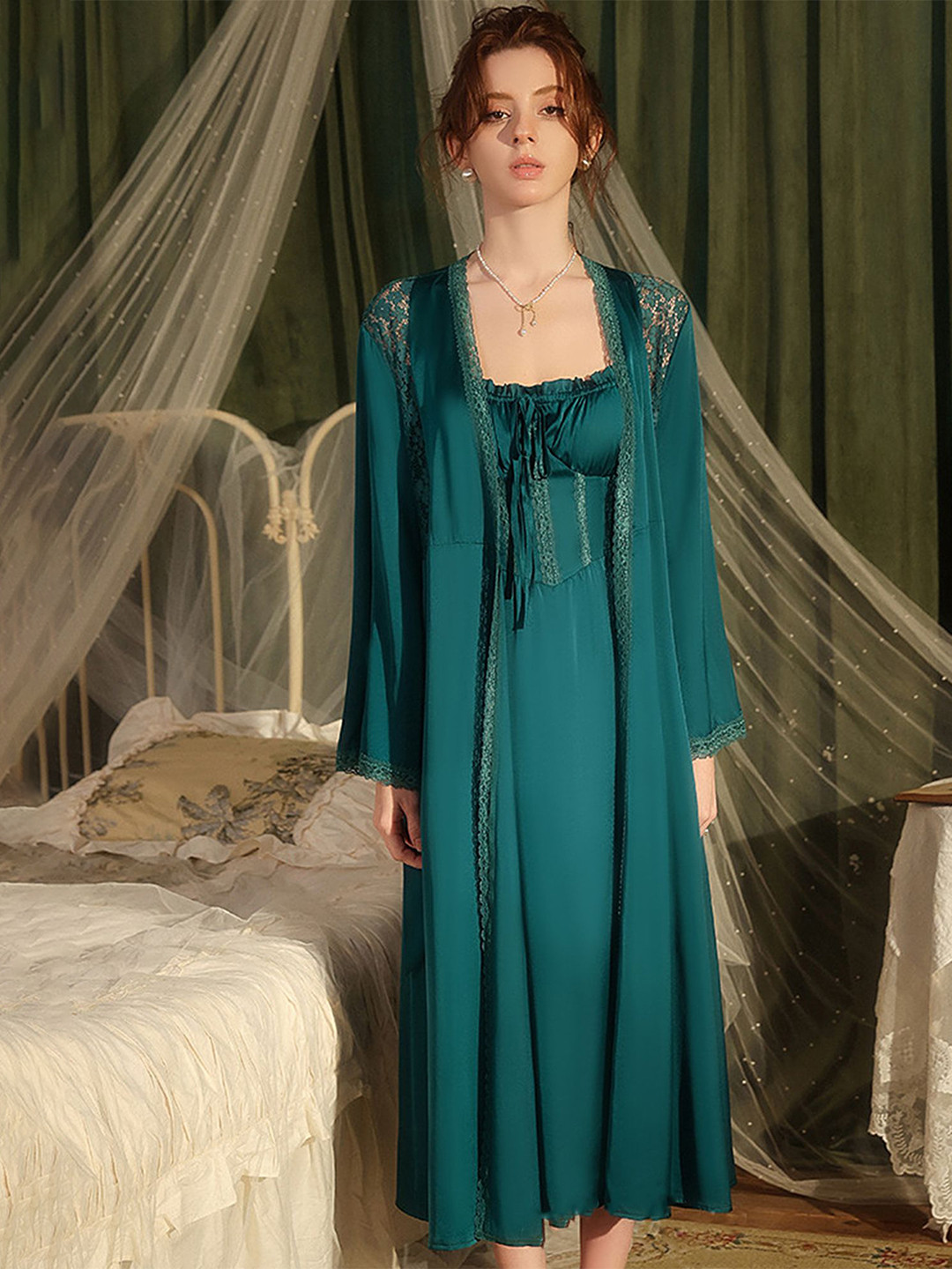 LULU & SKY Spaghetti Straps Midi Sweat Nightdress