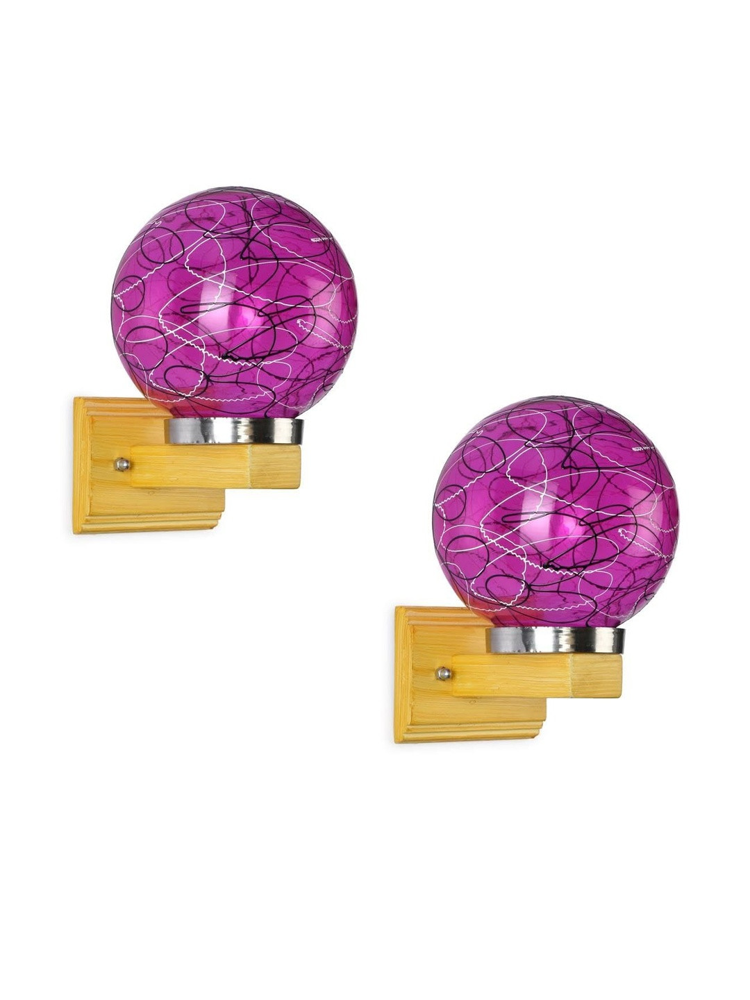 1ST TIME Purple Pack of 2 Glass Spherical Shaped Wall Lamp