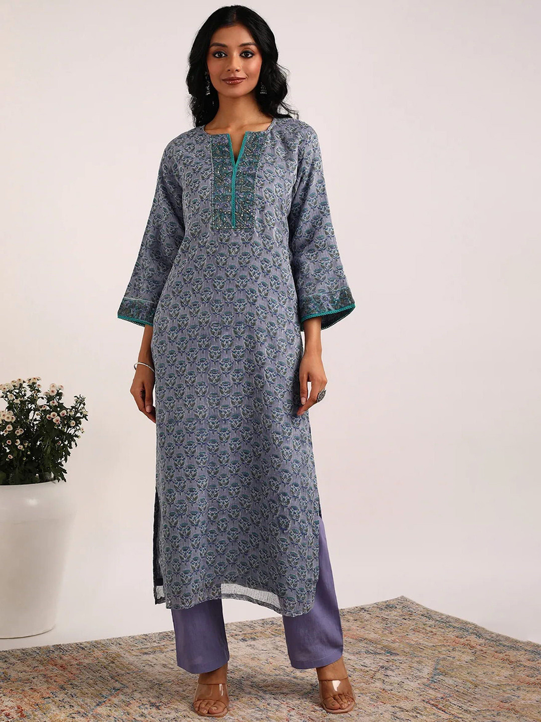 Tahiliya Women Floral Printed Daily Cotton Straight Kurta