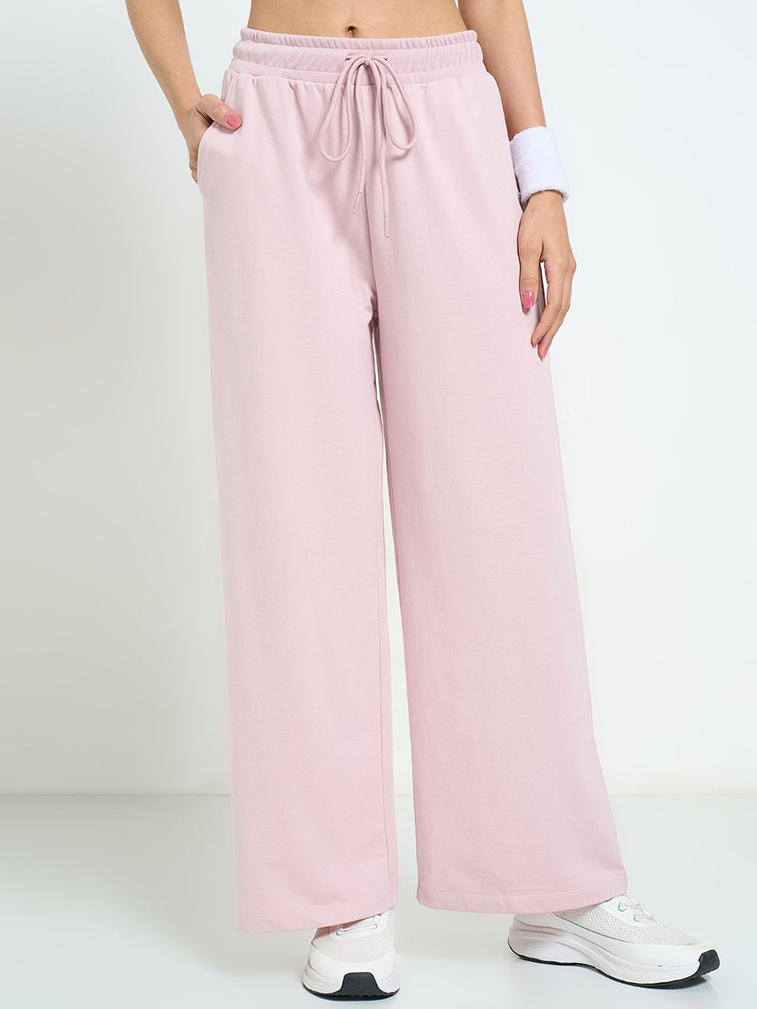 Ajile by Pantaloons Women Cotton Solid High-Rise Easy Wash Pleated Trousers