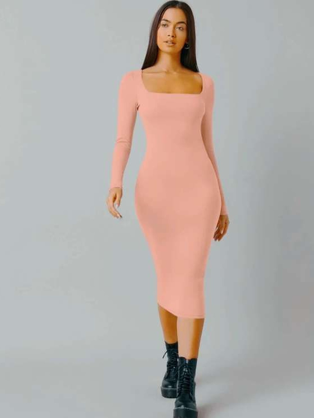 Western Darji Cotton Bodycon Midi Dress