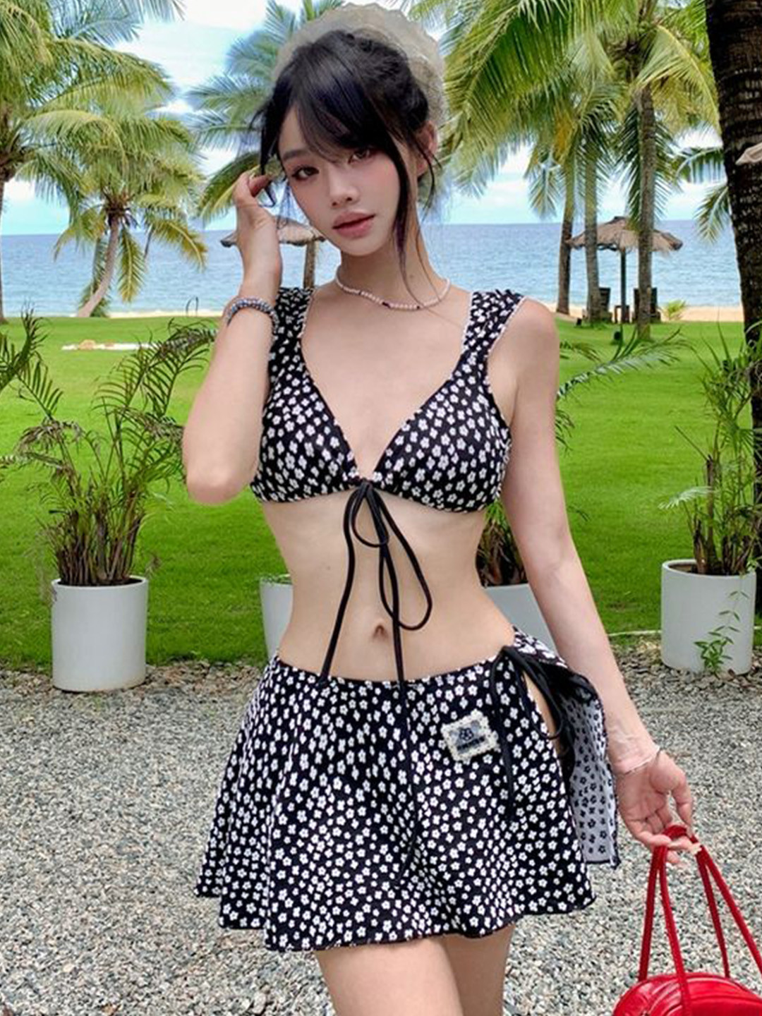 LULU & SKY 3 Pieces Floral Printed Swimwear Bikini Set