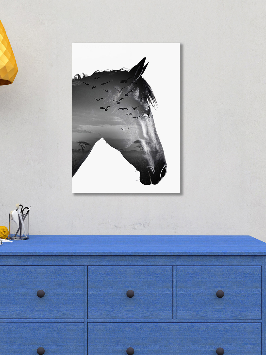nestroots White & Black Between Shadow and Sky Horse Canvas Wall Art