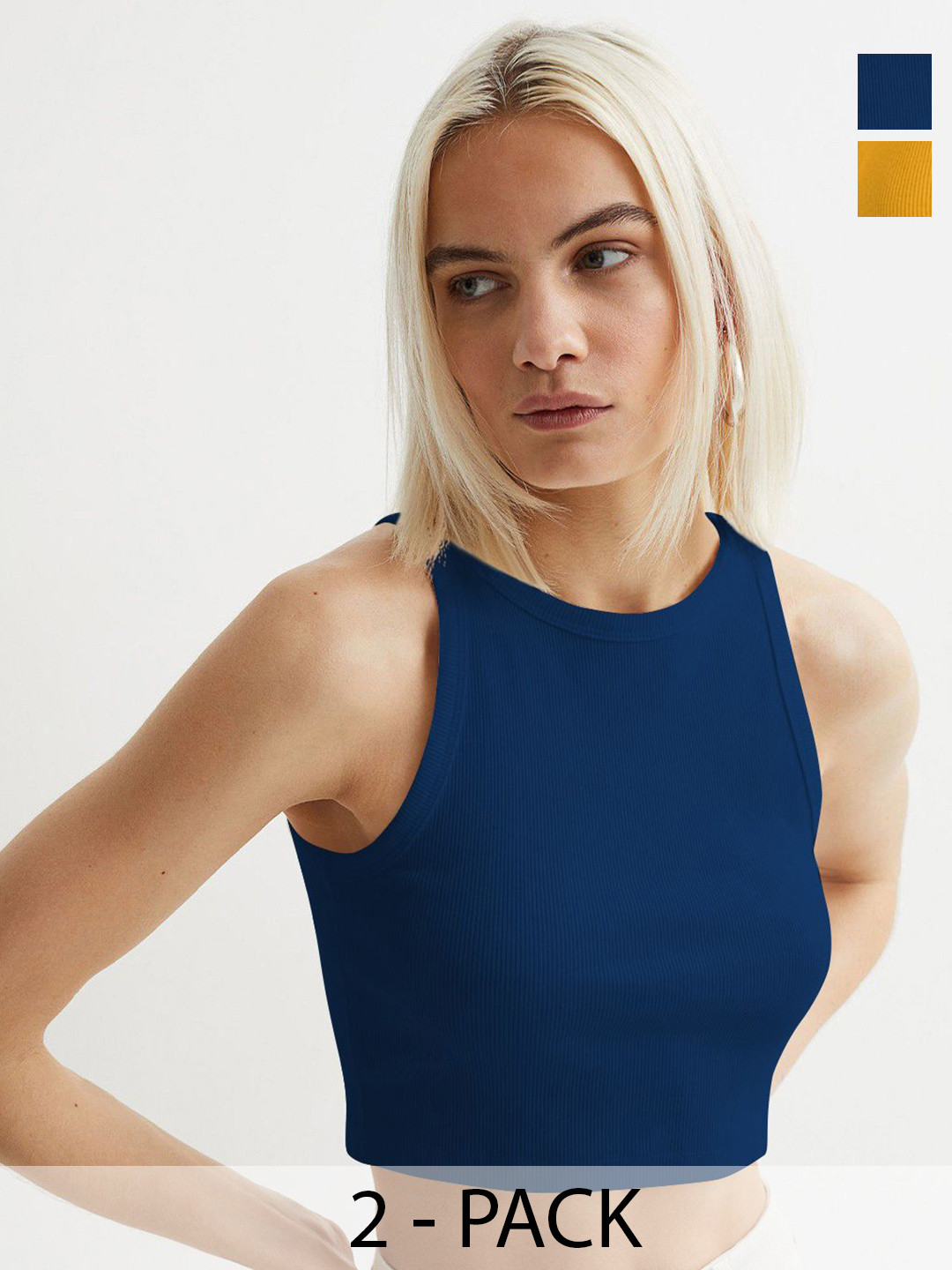 KERI PERRY Women Round Neck Pack Of 2 Tank Crop Top