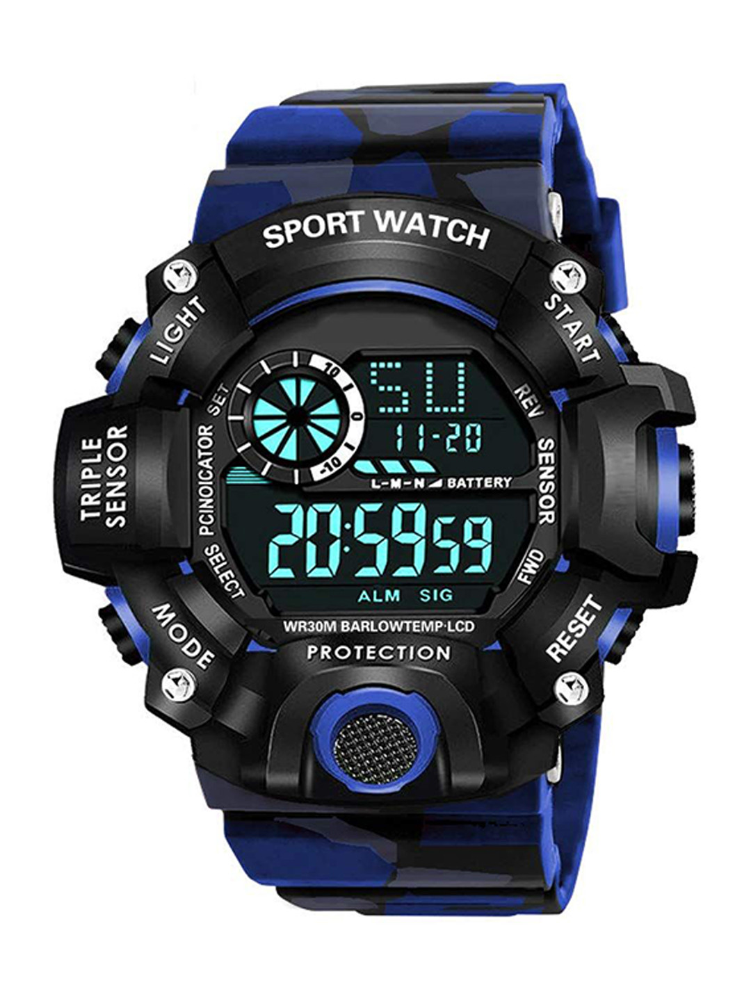 FROZIL Men Round Dial Digital Watch G-Sh-Army Blue