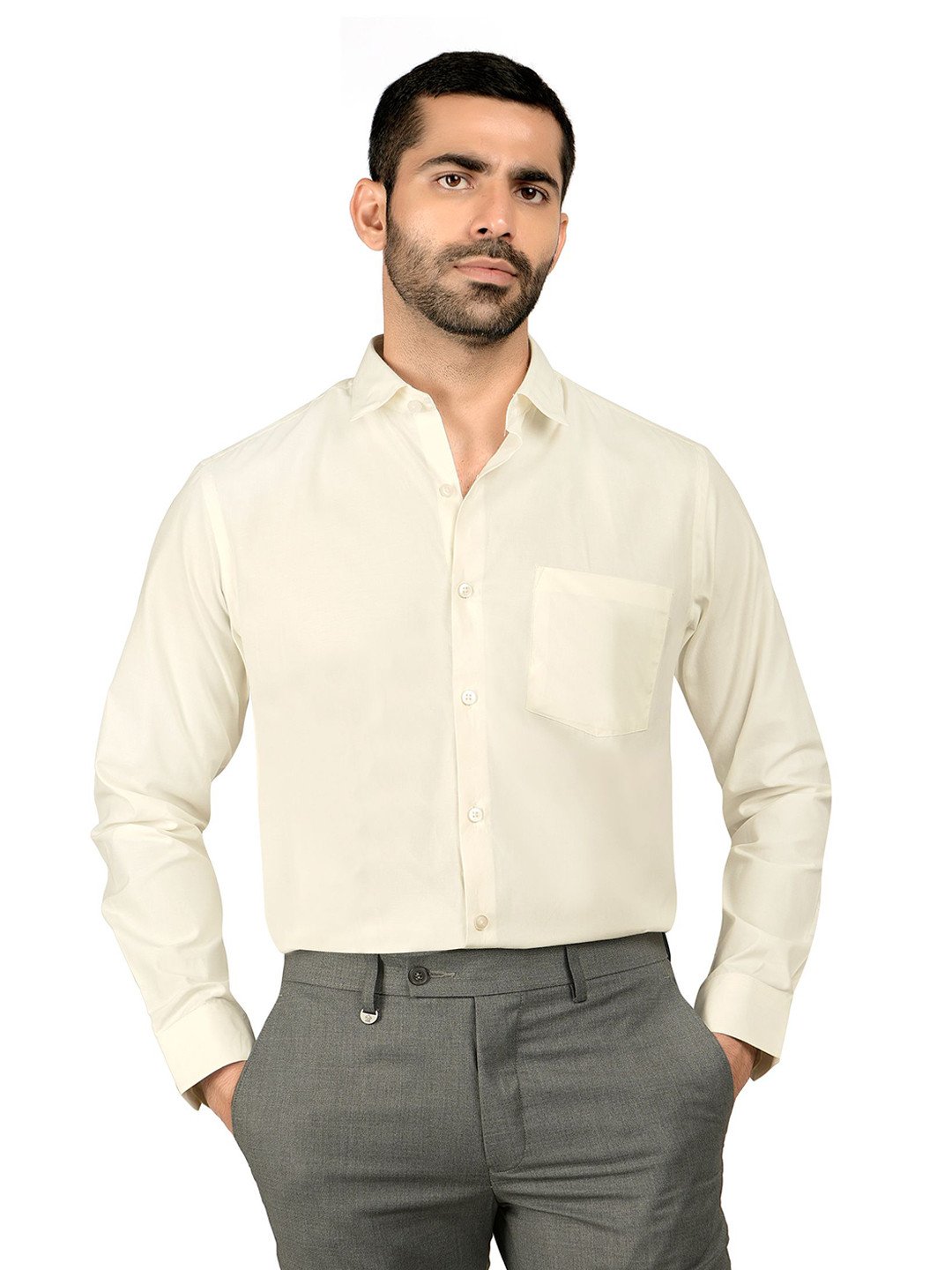 DONEAR NXG Mens Poly Cotton Solid Full Sleeves Cutaway Collar Office Wear Formal Shirts