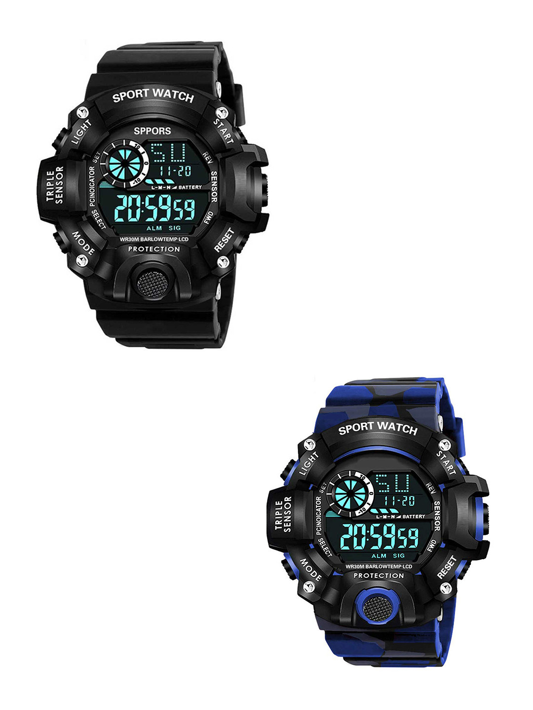 FROZIL Men Set Of 2 Dial & Straps Digital Watch C-Army Blue-BR