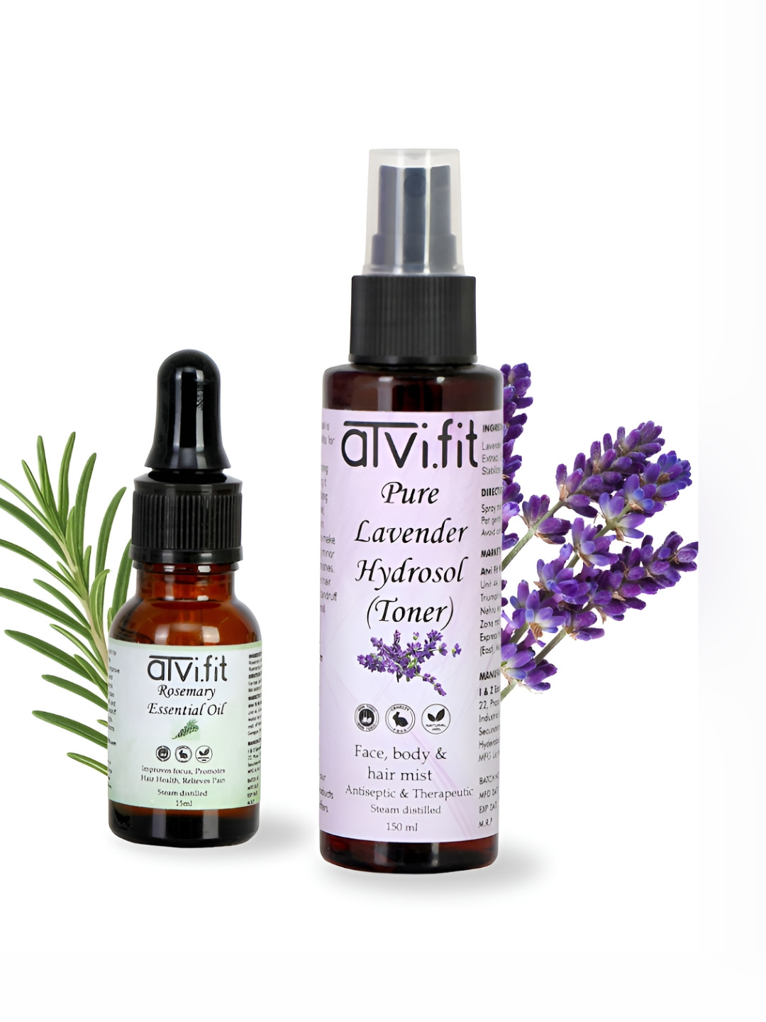 ATVI.FIT Set Of 2 Rosemary Essential Oil - 15ml & Lavender Water Toner -150 ml