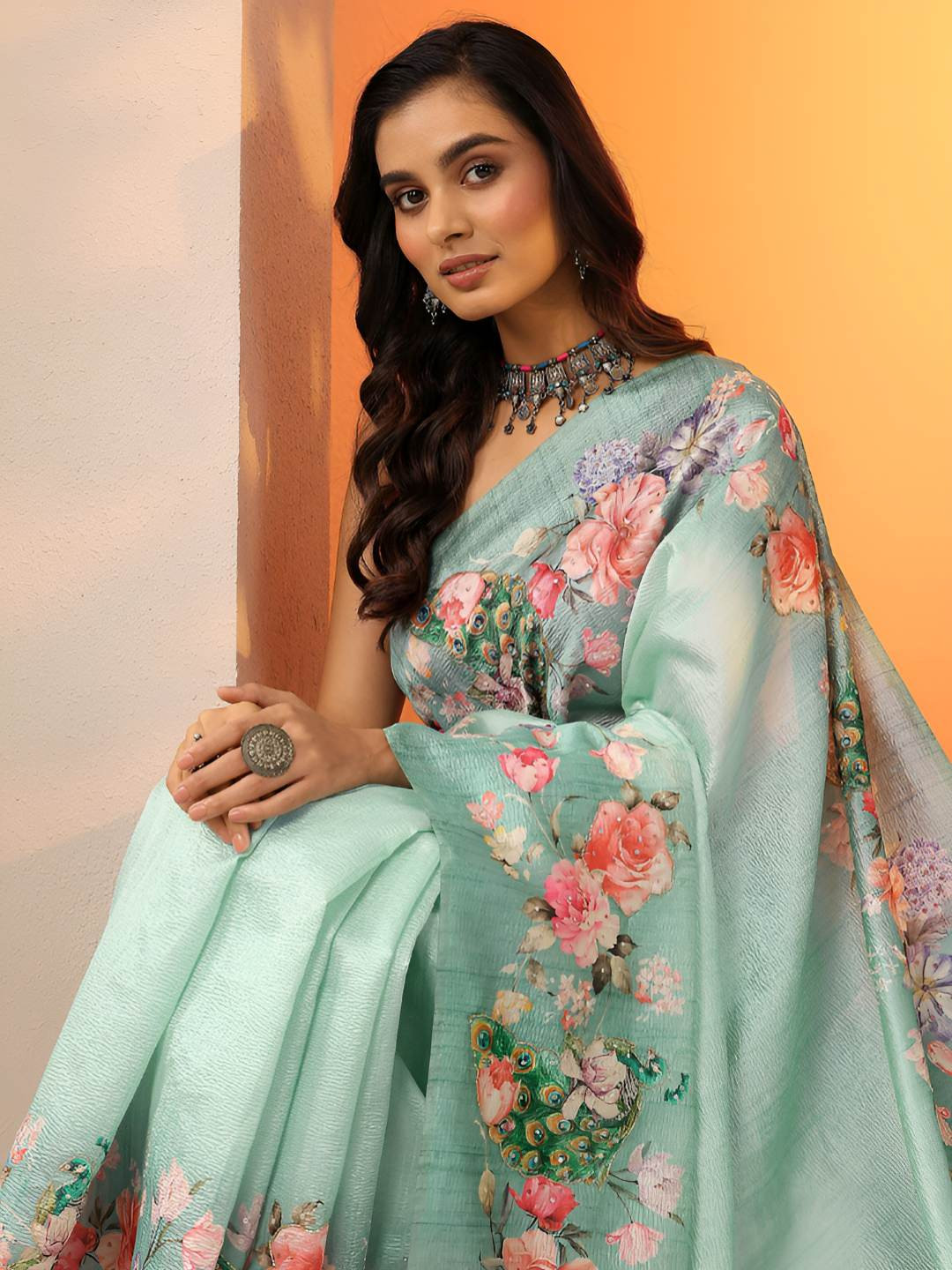 Libas Floral Printed Indie Florals Saree