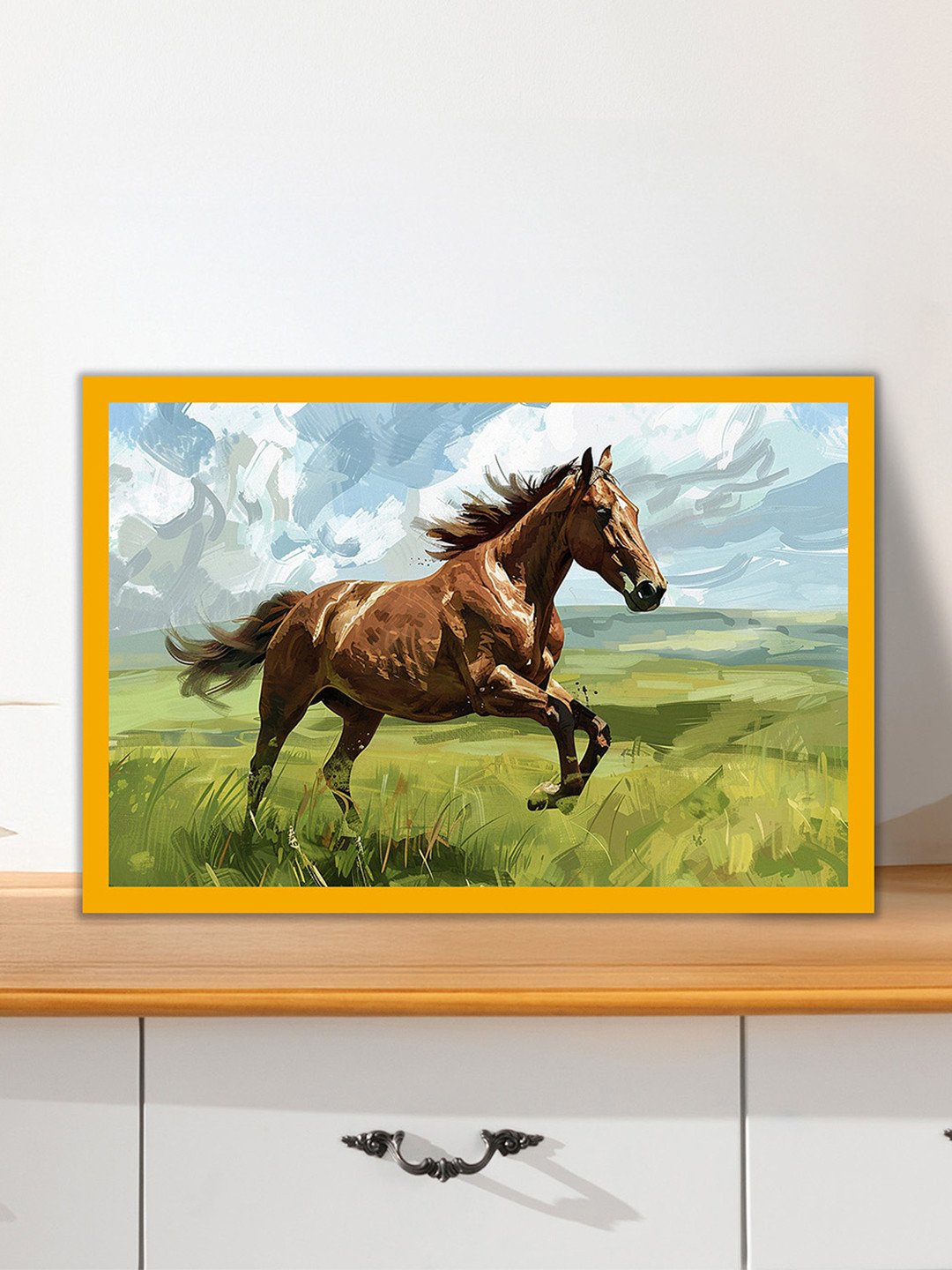 nestroots Blue & Brown Run With The Wind Horse Canvas Wall Art