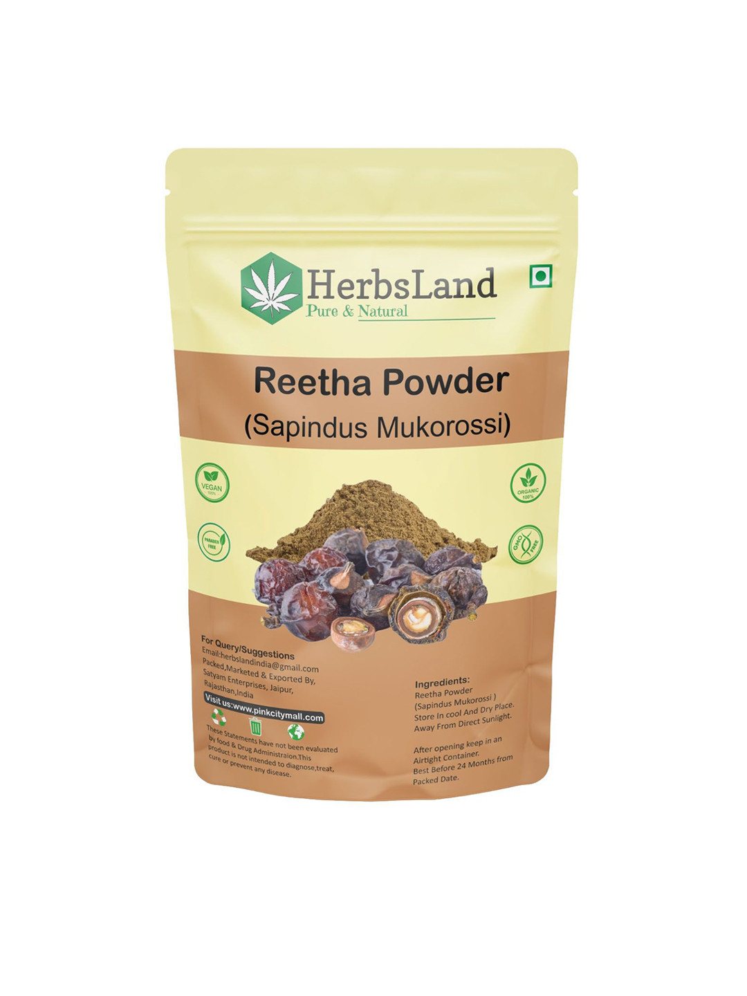 HerbsLand Reetha Powder For Hair Cleansing Shampoo - 100 g