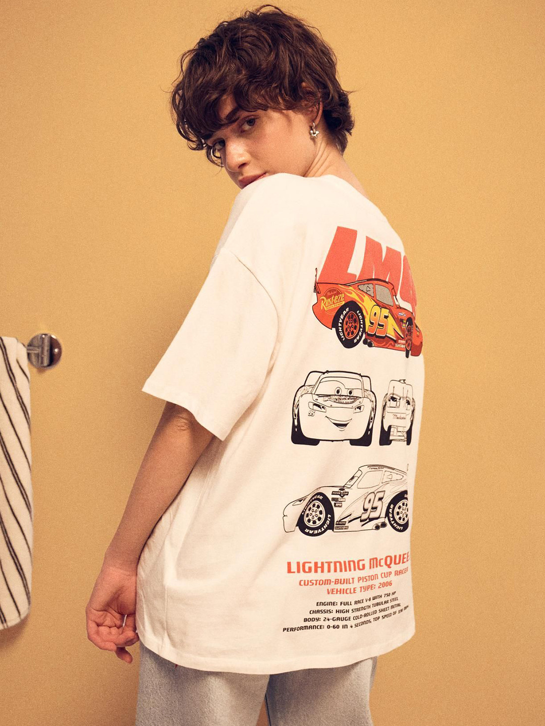 Bershka Cars Short Sleeve Print Pure Cotton T-shirt