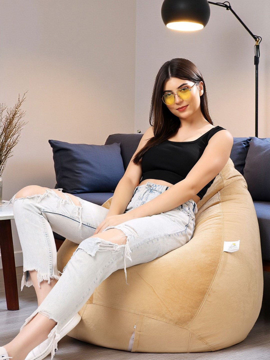 Coaster Shine Gold Toned Tear Drop Shaped Bean Bag Cover