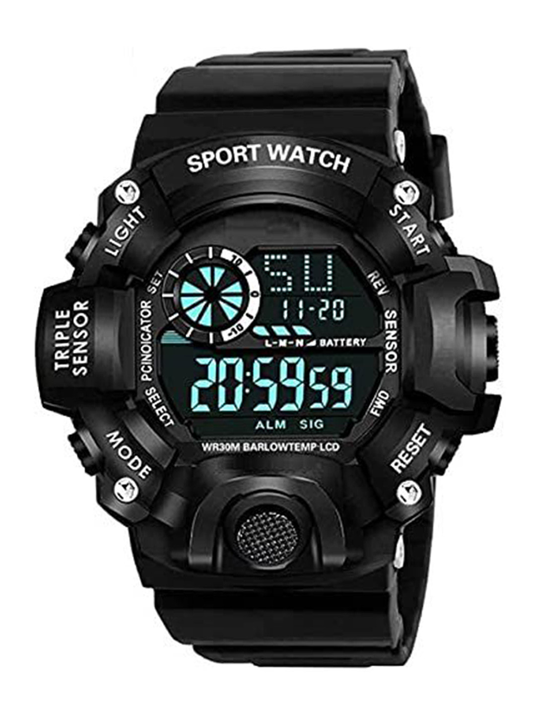 FROZIL Men Round Dial & Bracelet Style Straps Digital Watch Black Ring