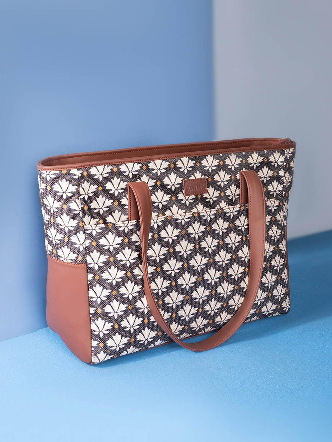 ZOUK Printed Vegan Leather Shoulder Diaper Bag
