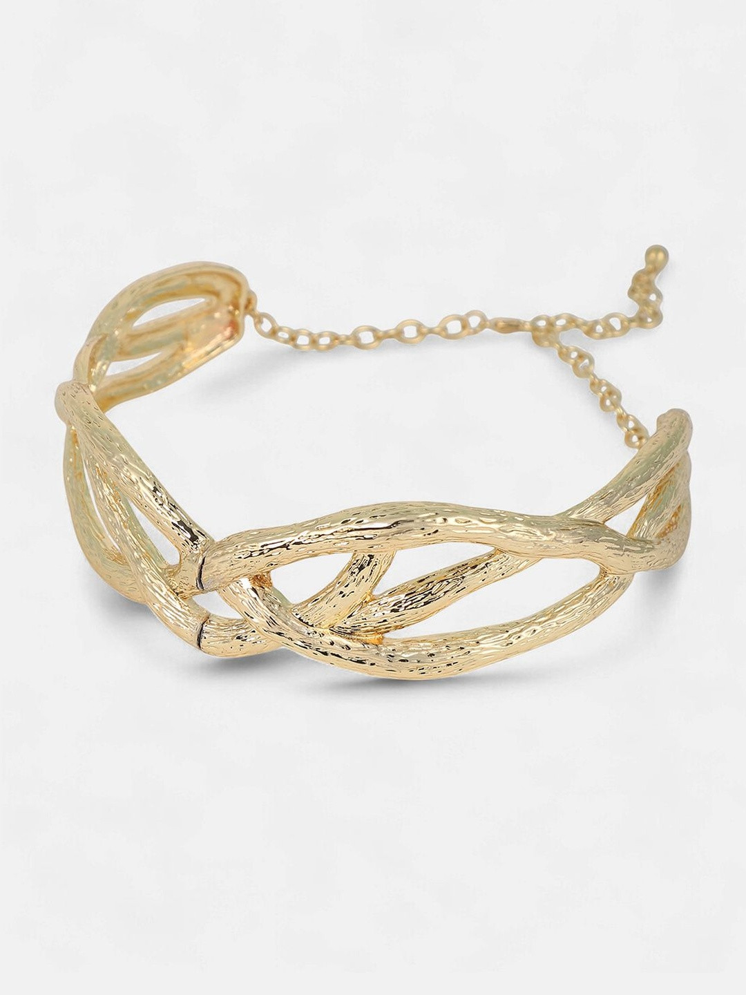 SOHI Brass Gold-Plated Statement Willow Collar Necklace