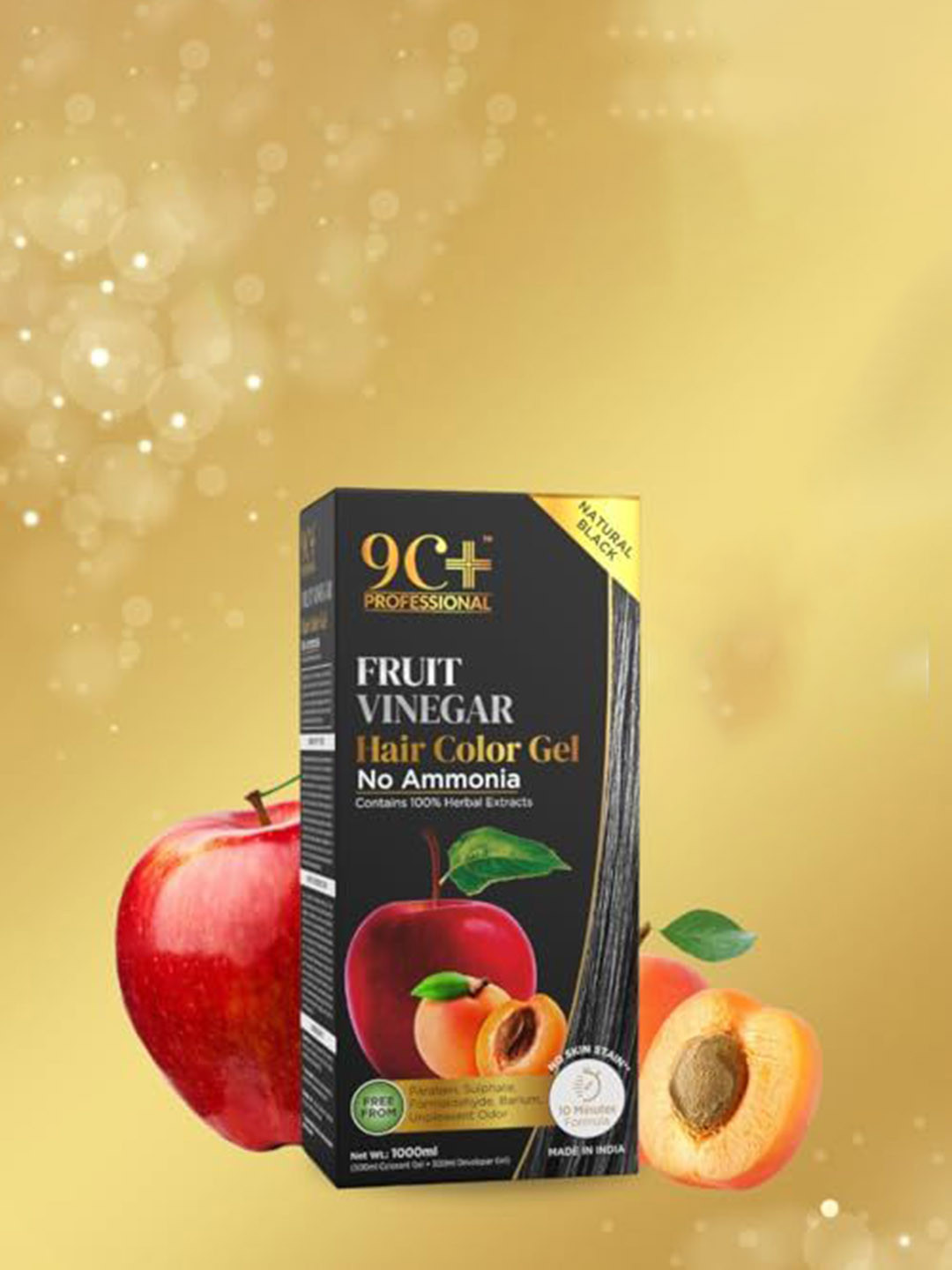 9C+ Professional Vinegar Hair Color Gel- 1L- Natural Black