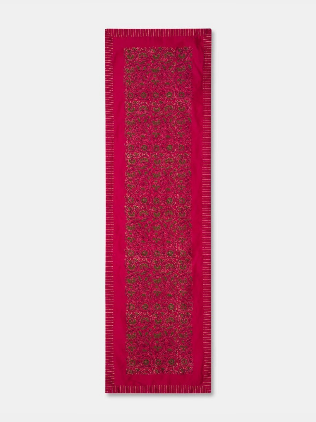 Fabindia Naisha Fuchsia & Green Printed Cotton Table Runner