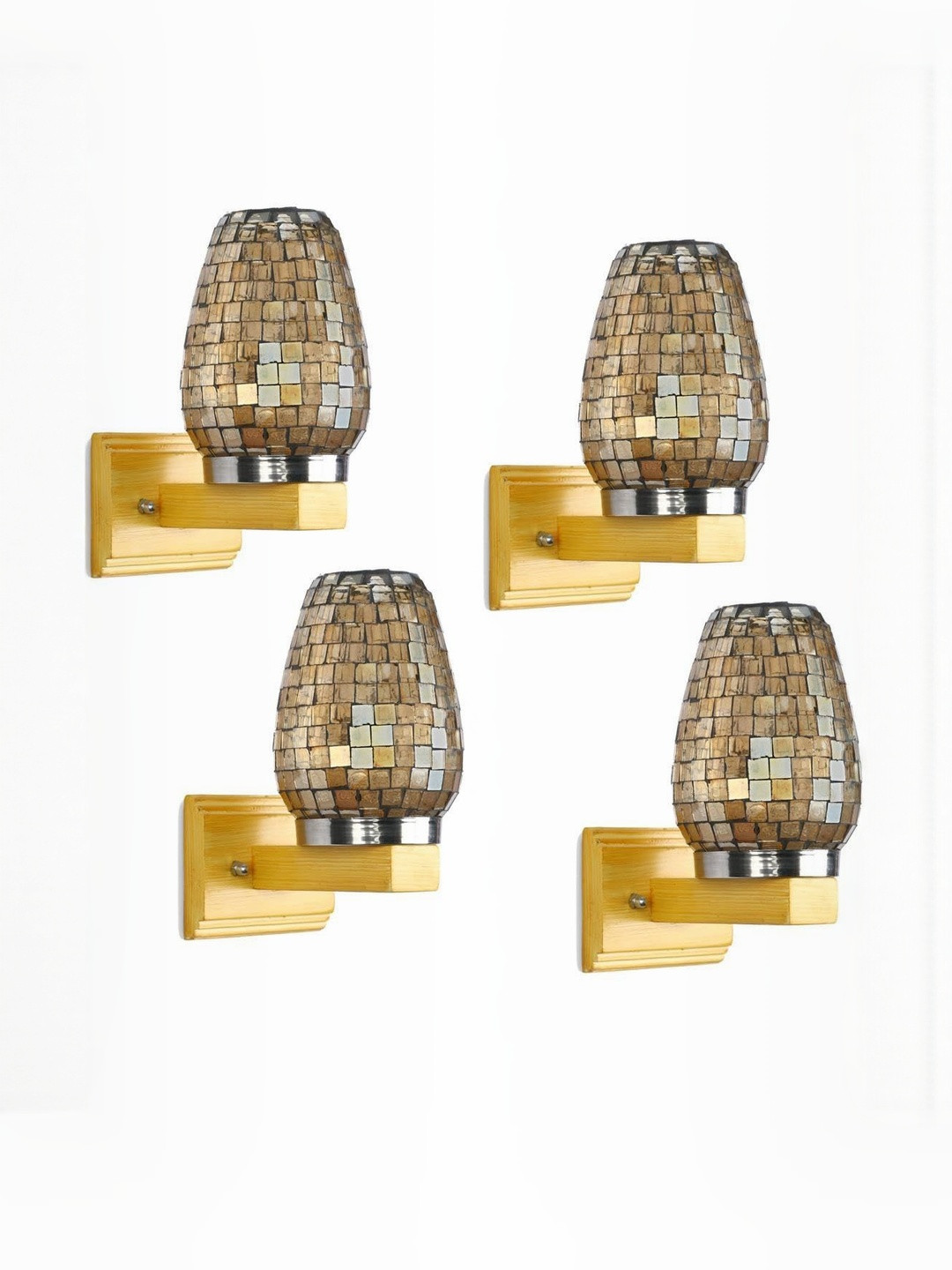 1ST TIME Black & Gold 4 Pieces Glass Traditional Cylinder Wall Lamps